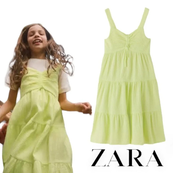 ZARA Kids | Apple Green | JACQUARD PANELS DRESS - Picture 1 of 5